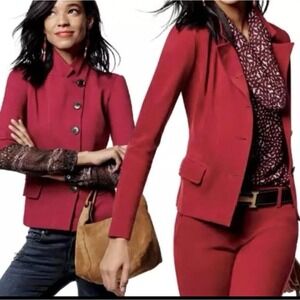 CAbi Womens Jacket #3175 Rhubarb Red Outing Ponte‎ Knit Blazer Career Stretch 4